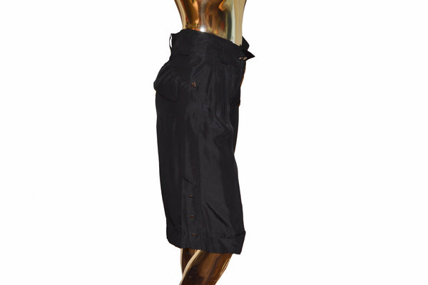 Louis Vuitton Black 100% Silk Capri Pants Size 34