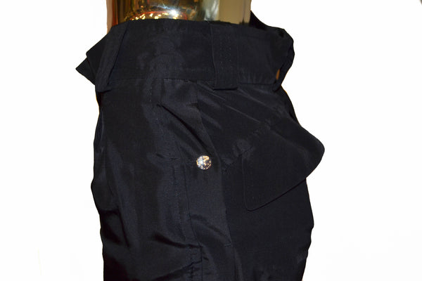路易·威登（Louis Vuitton）黑色100％絲綢Capri褲子尺寸34