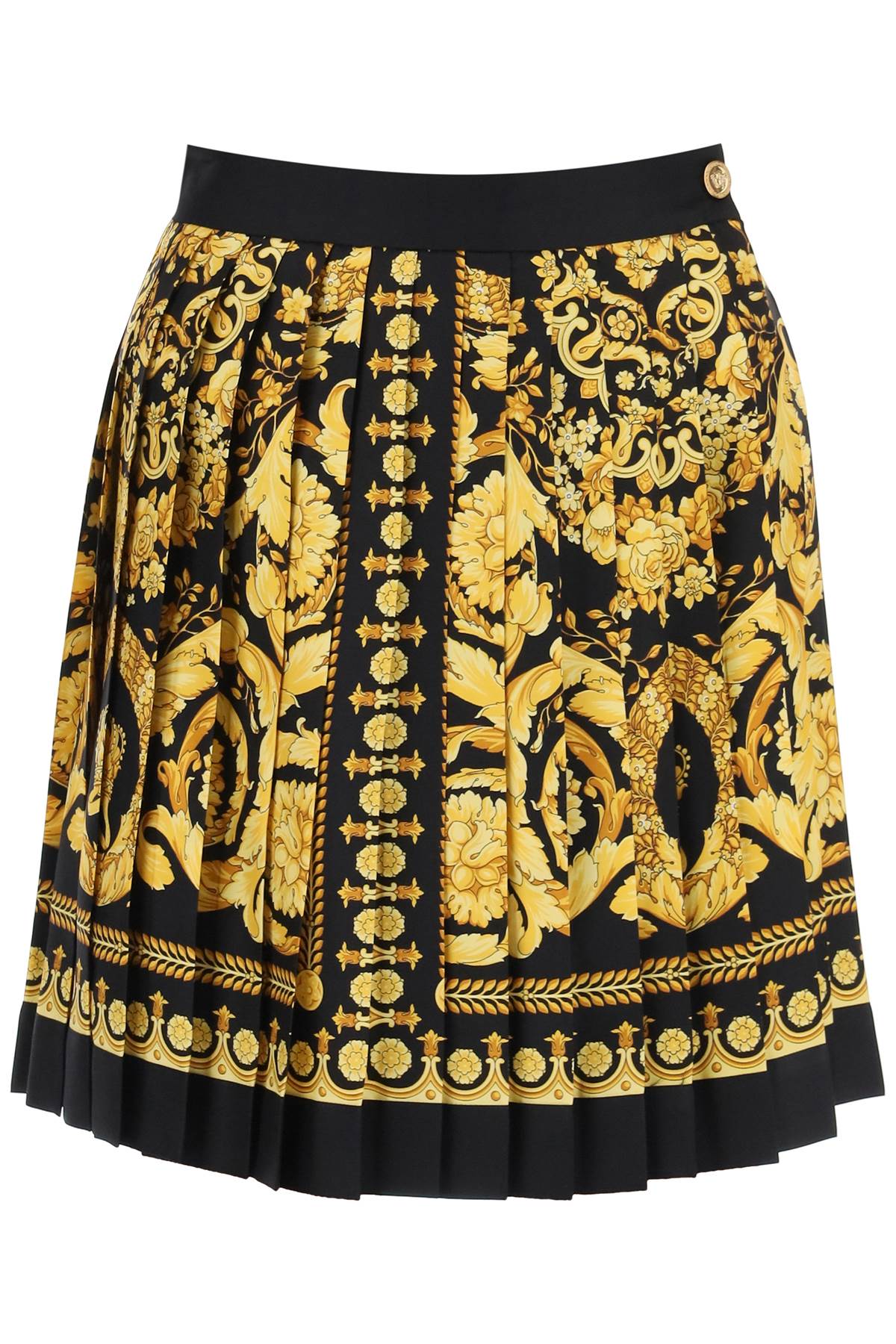Versace barocco pleated mini skirt 1000829 1A04236 BLACK GOLD