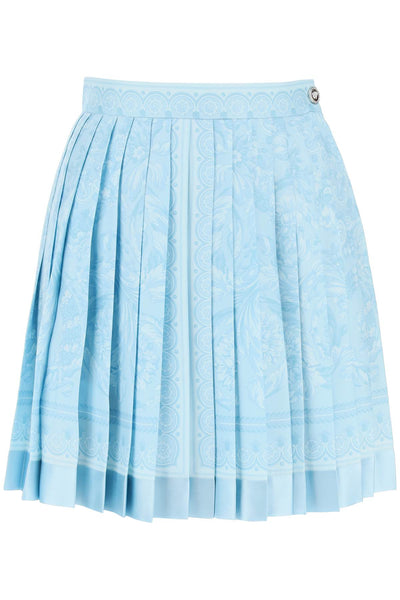 Versace barocco pleated mini skirt 1000829 1A10141 PALE BLUE