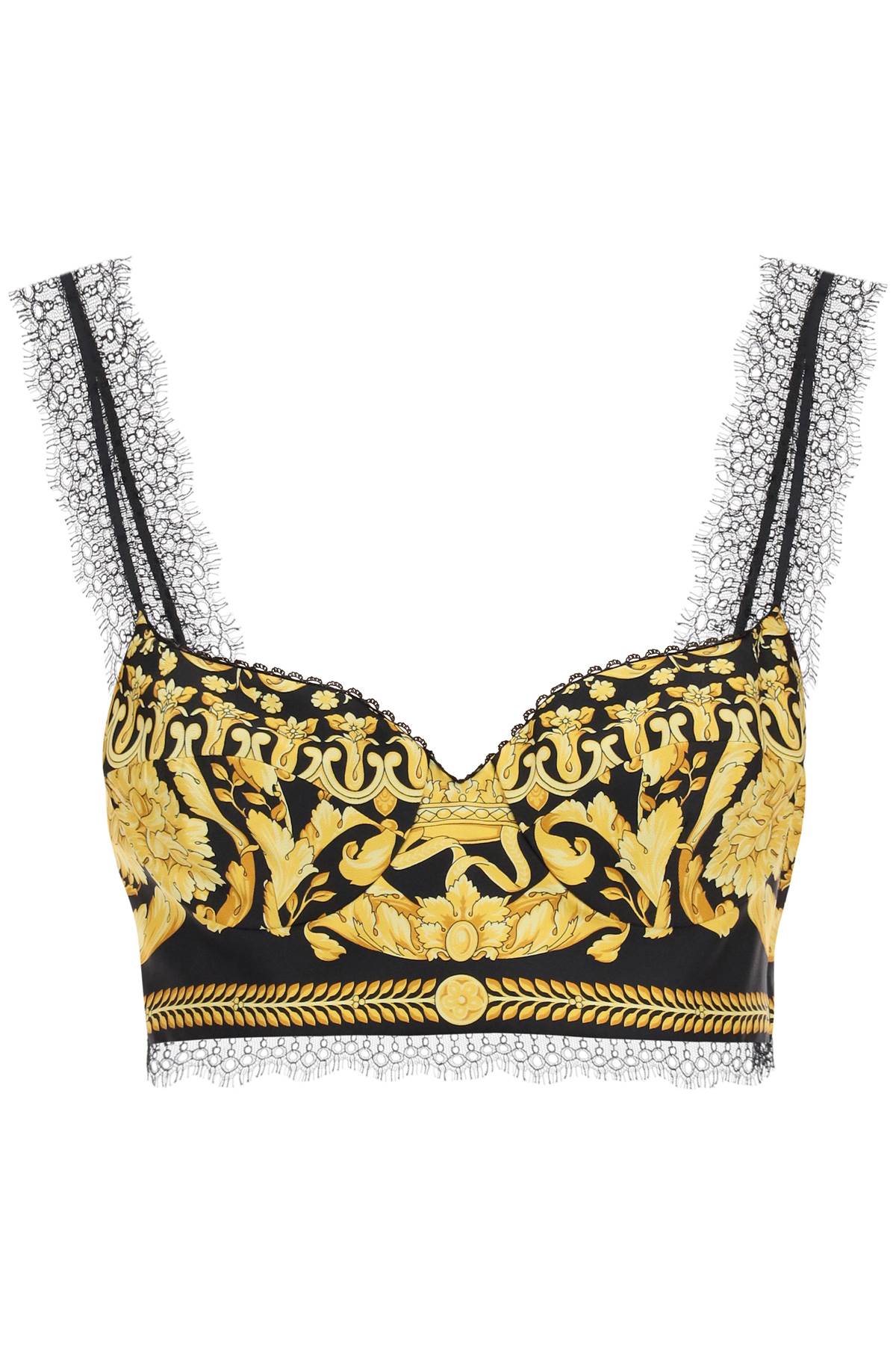 Versace barocco silk bralette top 1001347 1A04236 BLACK GOLD
