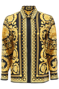 Versace barocco silk shirt 1001360 1A04236 BLACK GOLD