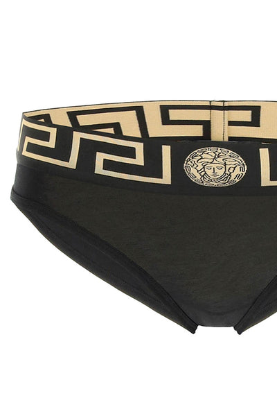 Versace 希臘迴紋邊框三角褲 1001381 A232741 黑色