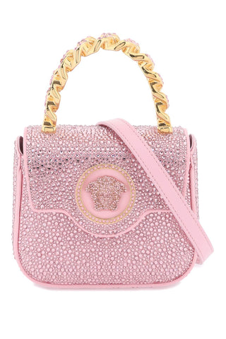 Versace la medusa handbag with crystals 1003016 1A06487 PALE PINK VERSACE GOLD