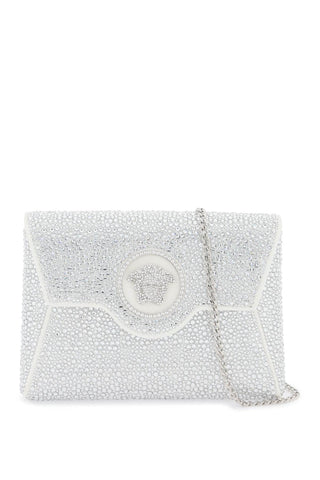 Versace la medusa envelope clutch with crystals 1003018 1A06487 OPTICAL WHITE PALLADIUM