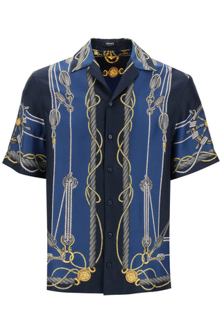 Versace versace nautical bowling shirt 1003926 1A09762 BLUE GOLD