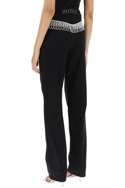 Rotate straight jeans with cristal fringes 100533100 BLACK