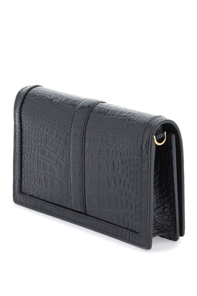 Versace croco-embossed leather greca goddes crossbody bag 1007220 1A08724 BLACK VERSACE GOLD