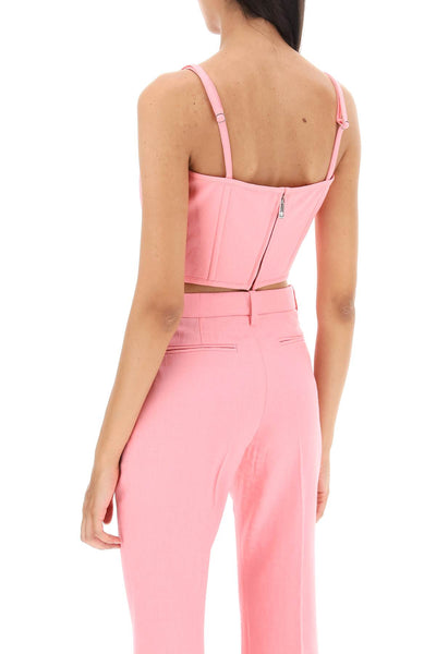 Versace 交織字母緊身胸衣上衣 1007685 1A08198 淡粉紅色