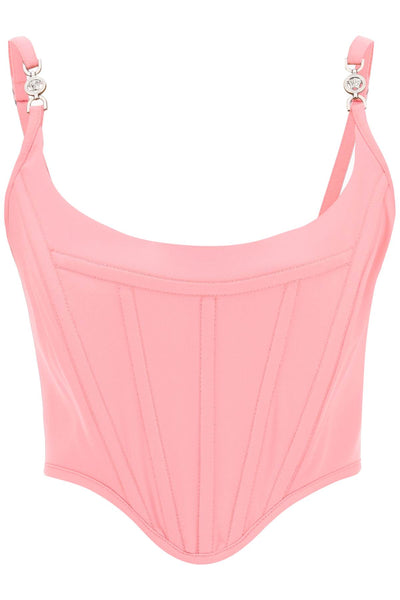 Versace 交織字母緊身胸衣上衣 1007685 1A08198 淡粉紅色