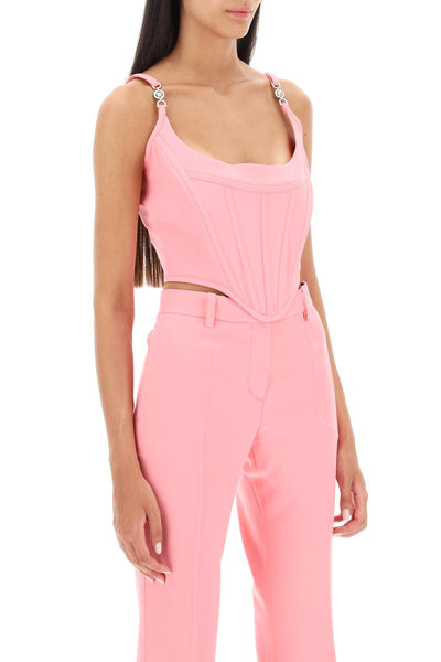 Versace 交織字母緊身胸衣上衣 1007685 1A08585 淡粉紅色