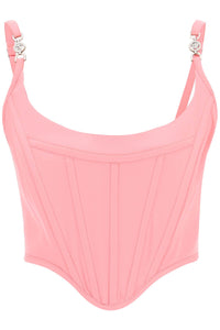 Versace 交織字母緊身胸衣上衣 1007685 1A08585 淡粉紅色