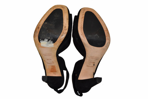 Miu Miu Black Suede Leather Pumps Shoes - Size 37.5
