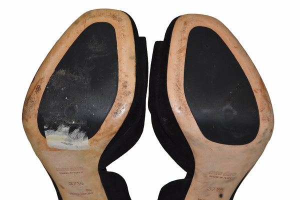 Miu Miu Black Suede Leather Pumps Shoes - Size 37.5