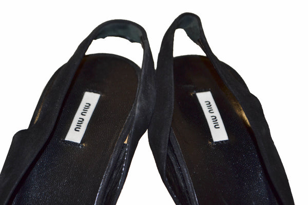 MIU MIU黑色絨面革泵鞋 - 尺寸37.5