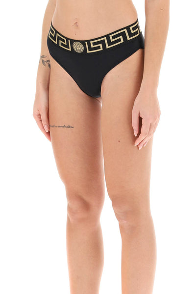 Versace 希臘迴紋飾帶比基尼泳褲 1008585 A232185 黑色