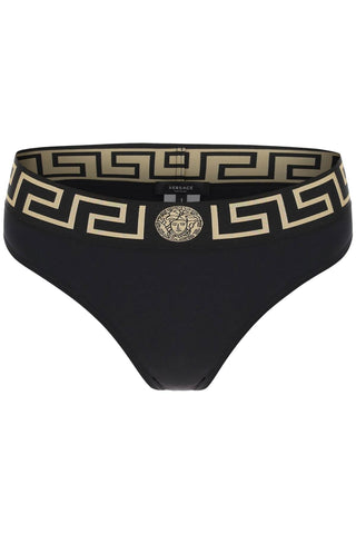 Versace 希臘迴紋飾帶比基尼泳褲 1008585 A232185 黑色