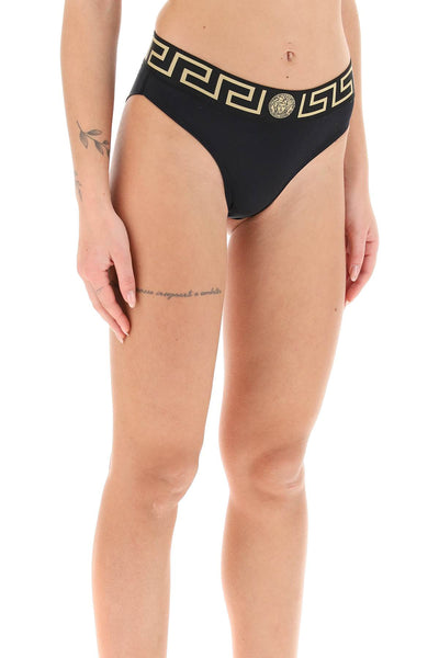 Versace bikini bottom with greca band 1008585 A232185 BLACK