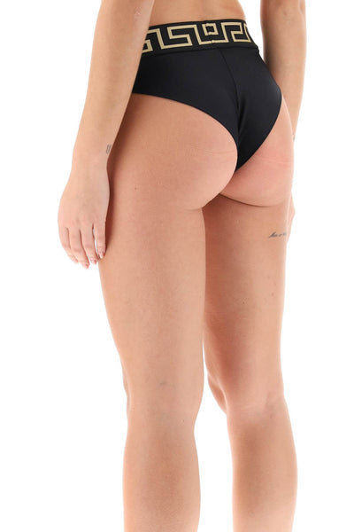 Versace bikini bottom with greca band 1008585 A232185 BLACK