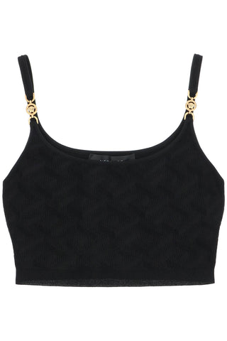 Versace 'la greca' knitted cropped top 1008789 1A05236 BLACK