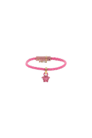 Versace braided leather bracelet 1009216 1A05169 GLOSSY PINK VERSACE GOLD