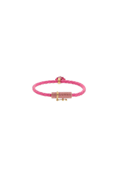 Versace braided leather bracelet 1009216 1A05169 GLOSSY PINK VERSACE GOLD