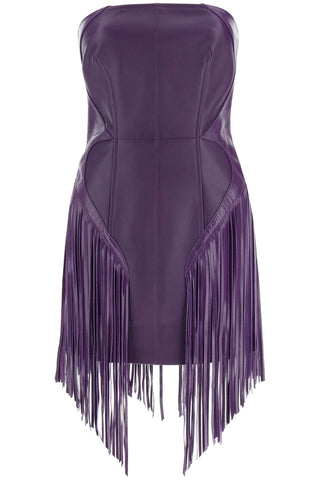 Versace fringed leather minidress 1009505 1A06900 BRIGHT DARK ORCHID