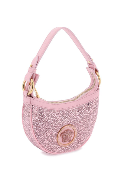 Versace repeat mini hobo bag with crystals 1009819 1A06487 PALE PINK VERSACE GOLD