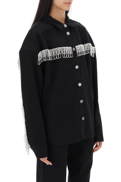Rotate overshirt with crystal fringes 101014100 BLACK