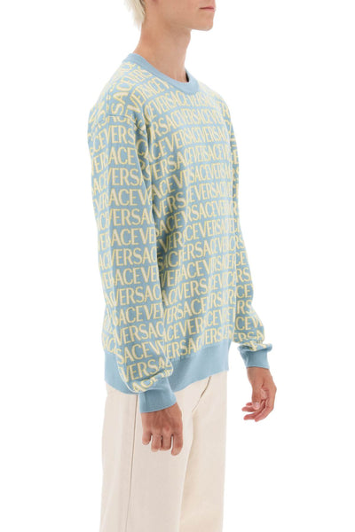 Versace monogram cotton sweater 1010249 1A07466 LIGHT BLUE IVORY