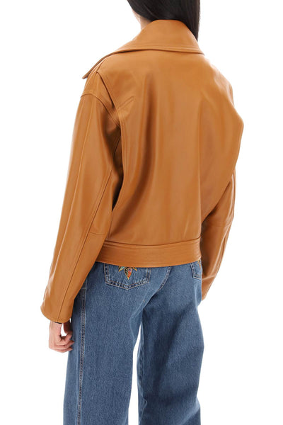 Versace biker jacket in leather 1010545 1A08926 CARAMEL
