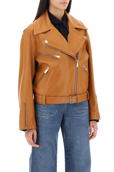 Versace biker jacket in leather 1010545 1A08926 CARAMEL