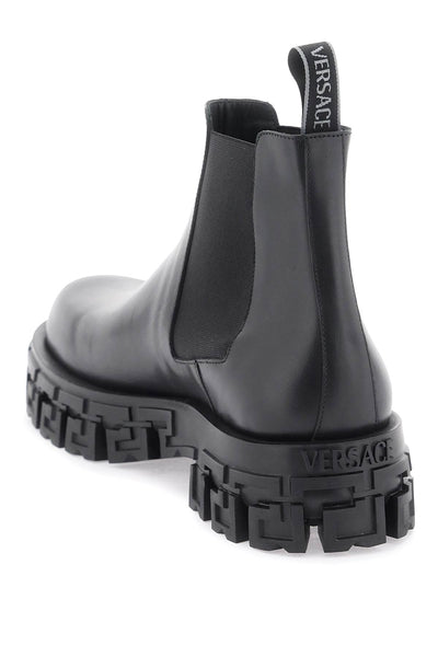 Versace 'greca portico' 切爾西靴 1010563 1A05956 黑色