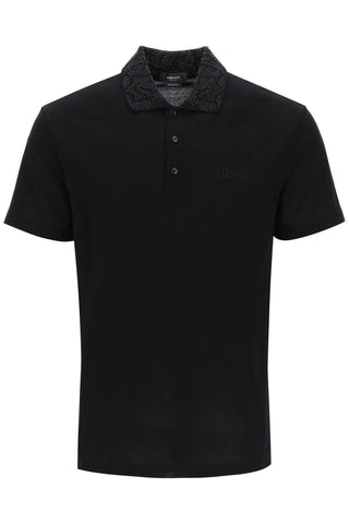 Versace barocco silhouette polo shirt 1010612 1A07648 BLACK
