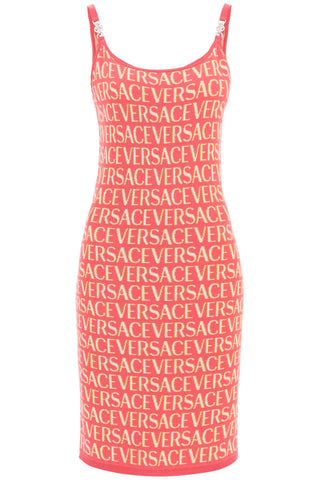 Versace 交織字母針織迷你洋裝 1010964 1A07960 FUXIA PINK