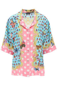 Versace butterflies & ladybugs short sleeve shirt 1011260 1A08278 PINK LIGHT BLUE IVORY