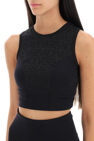 Versace sports crop top with lettering 1011445 1A08169 BLACK