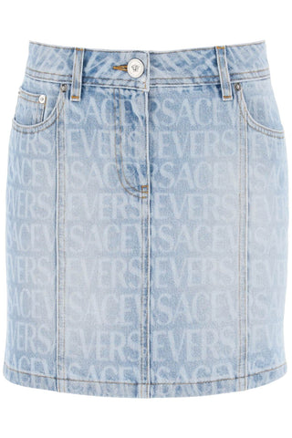 Versace monogram denim mini skirt 1011517 1A06237 LIGHT BLUE