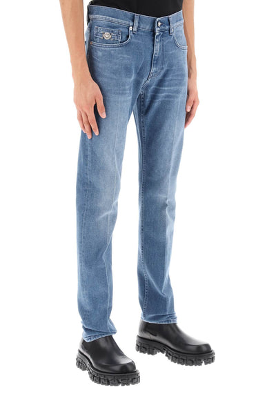 Versace stretch denim slim fit jeans 1011693 1A08895 WASHED MEDIUM BLUE