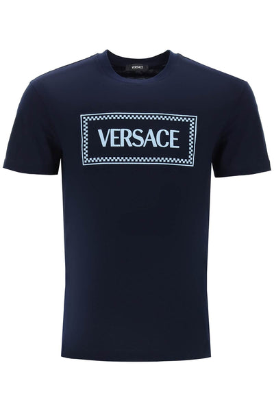 Versace embroidered logo t-shirt 1011694 1A08584 NAVY BLUE