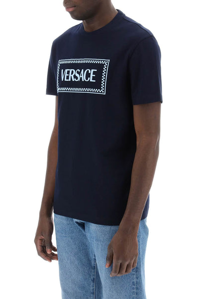 Versace embroidered logo t-shirt 1011694 1A08584 NAVY BLUE