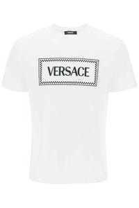 Versace embroidered logo t-shirt 1011694 1A08584 OPTICAL WHITE