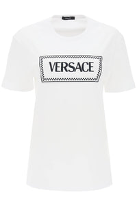 Versace 標誌刺繡 T 卹 1011882 1A08573 白色 黑色