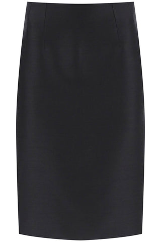Versace wool silk pencil skirt 1011929 1A09075 BLACK