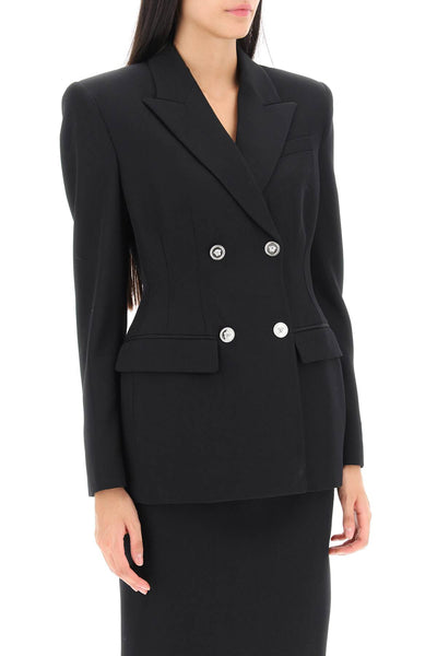 Versace hourglass double-breasted blazer 1012000 1A06750 BLACK
