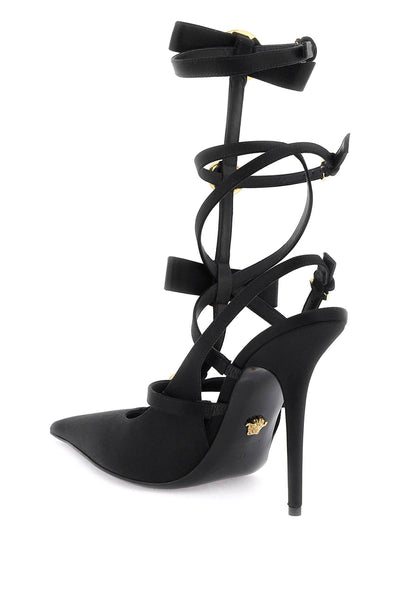 Versace slingback pumps with gianni ribbon bows 1012032 1A00619 BLACK VERSACE GOLD