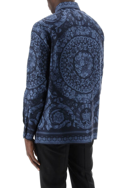 Versace 巴洛克真絲襯衫 1012141 1A09783 海軍藍