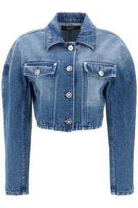 Versace cropped denim jacket 1012543 1A07079 MEDIUM BLUE