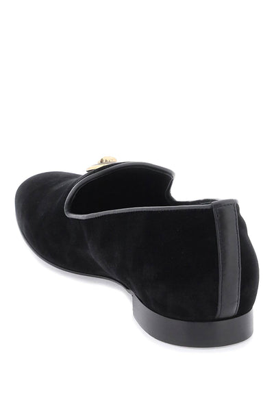 Versace 天鵝絨美杜莎樂福鞋 1012629 1A09123 黑色 VERSACE 金色