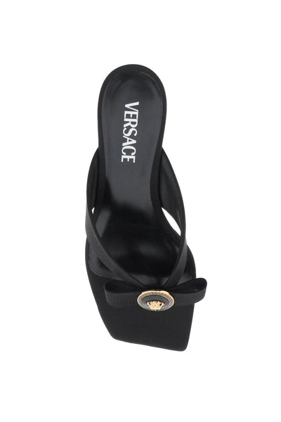 Versace gianni ribbon thong mules 1013017 1A00619 BLACK VERSACE GOLD